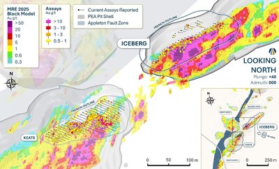 Figure 2: Inclined plan view map of the Keats and Iceberg excavations. (CNW Group/New Found Gold Corp.)
