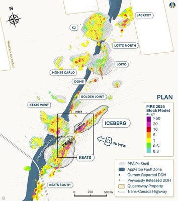 Figure 1: 3D plan view of the AFZ Core area. (CNW Group/New Found Gold Corp.)