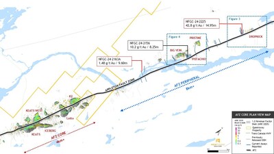 Figure 2: Plan view map of the AFZ Core and AFZ Peripheral at Queensway North (CNW Group/New Found Gold Corp.)