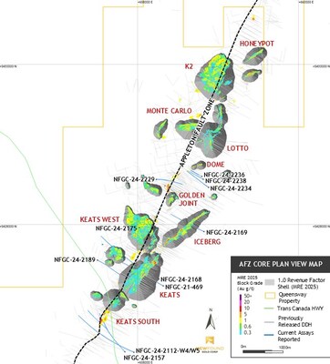 Figure 2: Plan view map of the AFZ Core at Queensway North (CNW Group/New Found Gold Corp.)