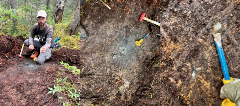 Figure 3: Details of graphitic rock chip samples and
conductivity anomaly locations at the Zone 3 prospect.