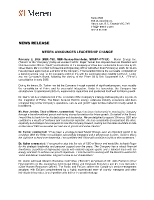 MEREN ANNOUNCES LEADERSHIP CHANGE (CNW Group/Meren Energy Inc.)
