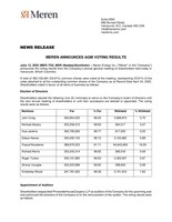 MEREN ANNOUNCES AGM VOTING RESULTS (CNW Group/Meren Energy Inc.)