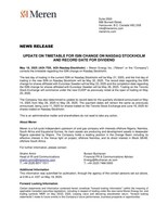 Update on Timetable for ISIN Change on Nasdaq Stockholm and Record Date for Dividend (CNW Group/Meren Energy Inc.)