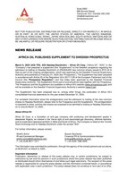 AFRICA OIL PUBLISHES SUPPLEMENT TO SWEDISH PROSPECTUS (CNW Group/Africa Oil Corp.)