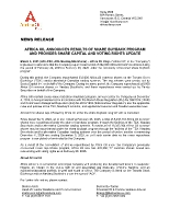 AFRICA OIL ANNOUNCES RESULTS OF SHARE BUYBACK PROGRAM AND PROVIDES SHARE CAPITAL AND VOTING RIGHTS UPDATE (CNW Group/Africa Oil Corp.)