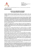 AFRICA OIL ANNOUNCES RENEWAL OF SHARE BUYBACK PROGRAM (CNW Group/Africa Oil Corp.)