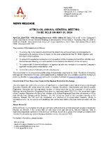 AFRICA OIL ANNUAL GENERAL MEETING TO BE HELD ON MAY 23, 2024 (CNW Group/Africa Oil Corp.)