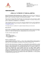 AFRICA OIL TO PRESENT AT TOWN HALL MEETING (CNW Group/Africa Oil Corp.)