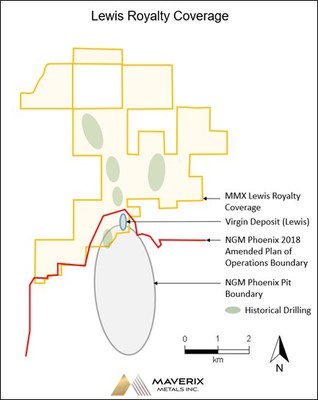 Lewis Royalty Coverage Map (CNW Group/Maverix Metals Inc.)
