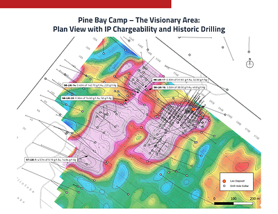 Visionary Area IP Chargeability with High Grade Gold Highlights (CNW Group/Callinex Mines Inc.)