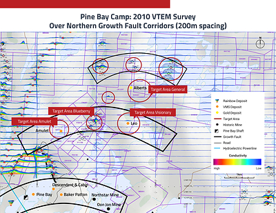 North Pine Bay Camp VTEM with Target Areas (CNW Group/Callinex Mines Inc.)