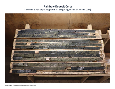 Rainbow Deposit Core Photo - PBM-129-W2 (CNW Group/Callinex Mines Inc.)