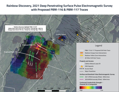 Rainbow Discovery Plan View - February 2021 (CNW Group/Callinex Mines Inc.)