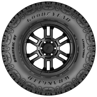 Backed with a 50,000-mile (80,000 kilometer) treadwear limited warranty**, the Goodyear Wrangler DuraTrac RT is available in 42 sizes, from 30 to 35 inches outside diameter, the Wrangler DuraTrac RT is compatible with a wide range of popular pick-up trucks and SUVs. **See warranty brochure or goodyear.com for complete details.