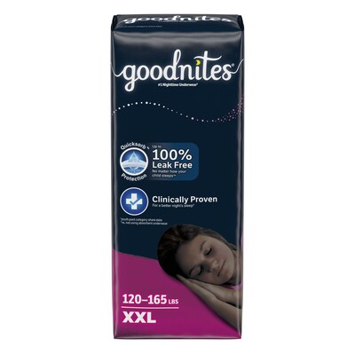 Goodnites® is proud to announce the launch of its new XXL size, fitting kids up to 165 lbs.