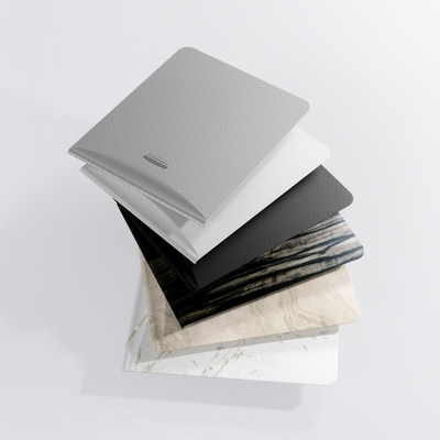 The ICON™ dispensers feature six faceplate options (pictured above): the standard range consists of silver, white, and black mosaic, and the designer range consists of ebony woodgrain, warm marble, and cherry blossom.