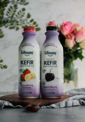 Strawberry Banana and Black Cherry Lifeway Whole Milk Kefir
