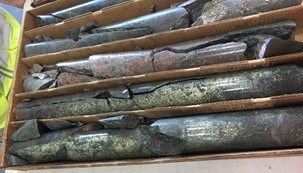 Chalcopyrite-rich, high-grade interval intercepted from 240’ to 250’ in core hole CK21-01c at US Gold’s CK Gold Project.