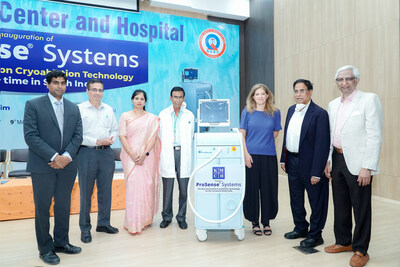 IceCure’s ProSense® System was installed at Kovai Medical Center and Hospital KMCH) in Coimbatore, India. The event was attended by Tammy Ben Haim, Consulate General of Israel, and several executives and doctors from KMCH. (PRNewsfoto/IceCure Medical)