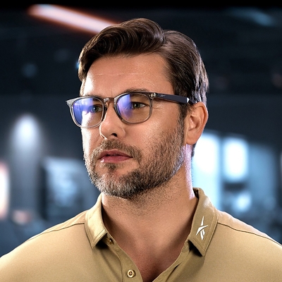 A model wearing the Reebok Thunder smart eyewear, Powered by Lucyd. Image courtesy Innovative Eyewear, Inc.