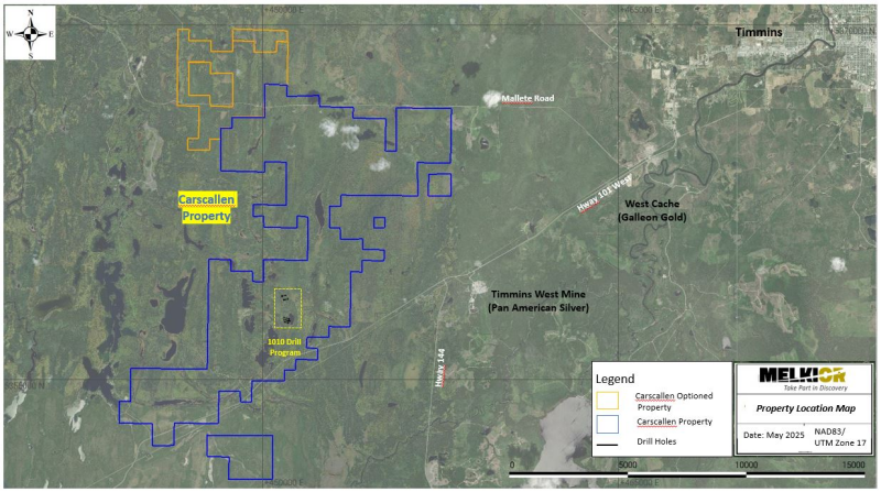 Figure 1: Overview of the Carscallen Gold Property near Timmins-Ontario.