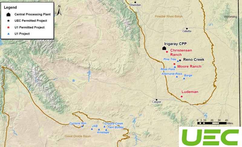 Uranium Energy Corp Creates America’s Largest Uranium Mining Company with the Acquisition of Uranium One Americas The Purchased Portfolio. The U1A portfolio of projects being acquired by Uranium Energy Corp (UEC: NYSE American) pursuant to the Acquisition includes, among other assets, seven projects in the Powder River Basin, three of which are fully permitted, and five in the Great Divide Basin. (CNW Group/Uranium Energy Corp)