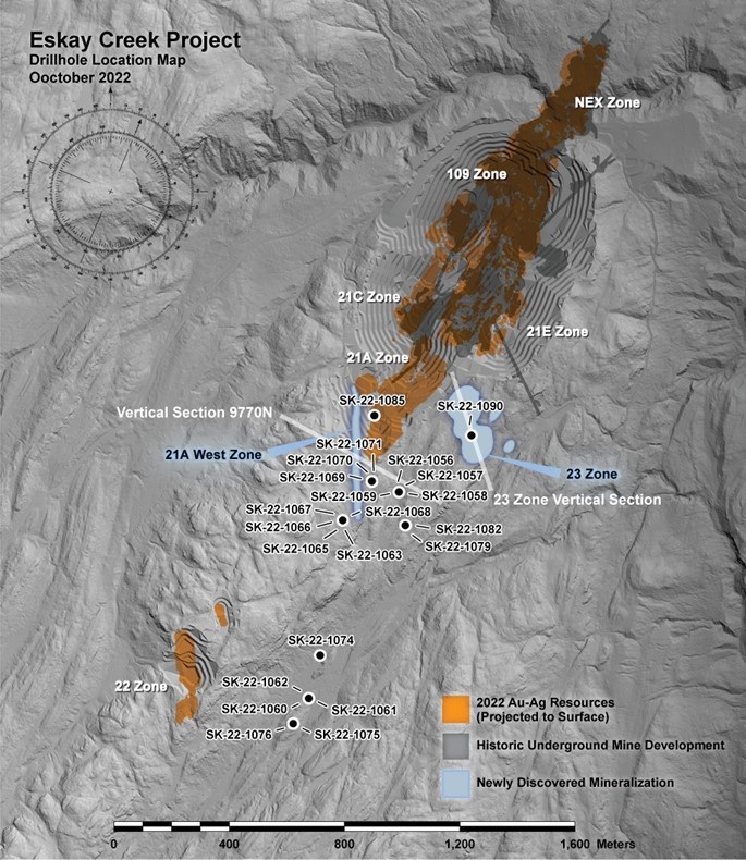 Skeena Resources Expands 23 Zone to Surface at Eskay Creek Intersecting 1.20 g/t AuEq over 96.02 metres
