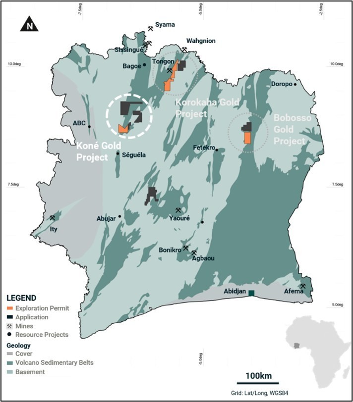 Figure 1: Location of Koné Gold Project (CNW Group/Montage Gold Corp)