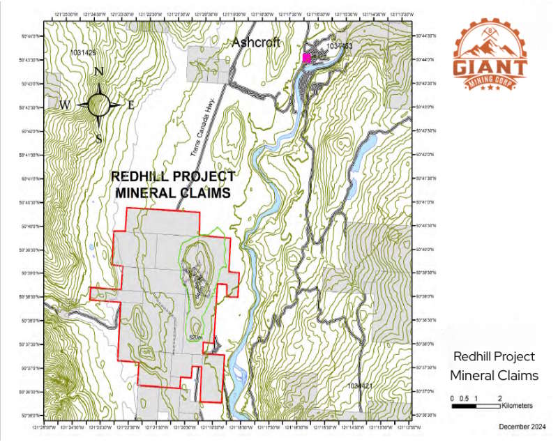 Giant Mining Enters Into Option Agreement To Earn Up To 100% Of The Redhill Property, British Columbia