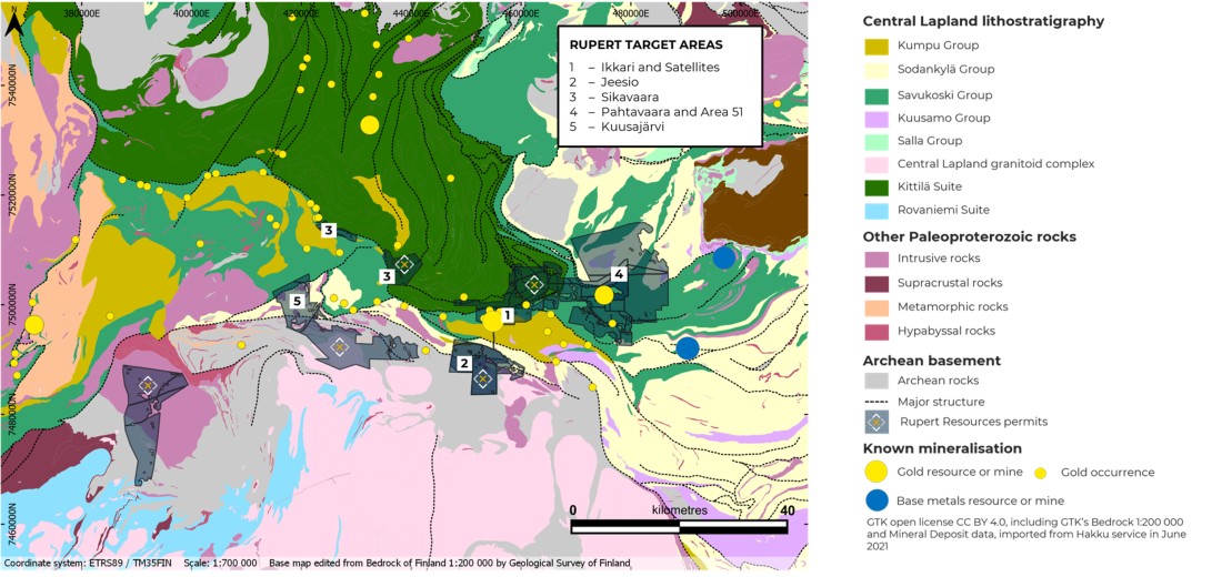 Figure 1. Location of Rupert Lapland Project target areas (Photo: Business Wire)