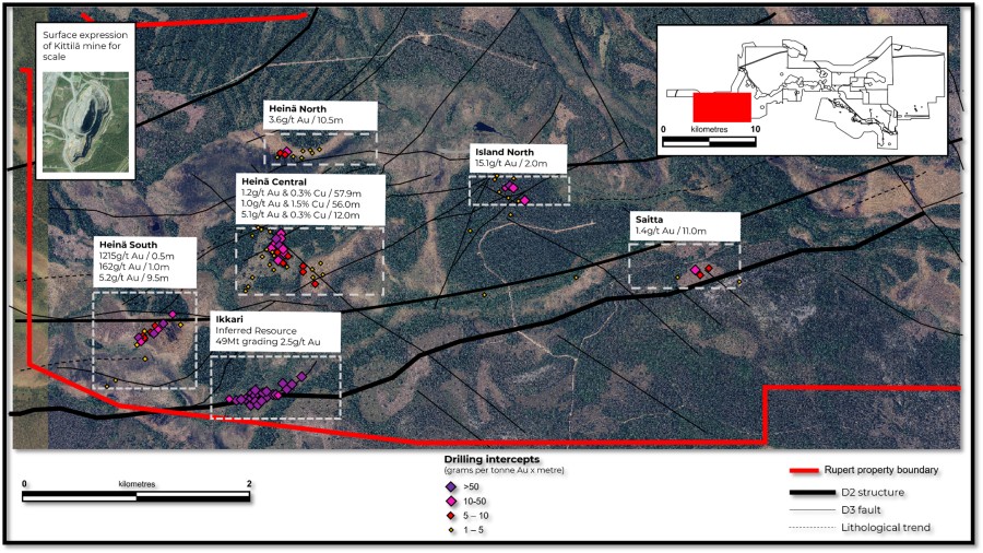 Figure 1. Discoveries and base of till anomalies at the Rupert Lapland Project including Heinä Central and Ikkari (Graphic: Business Wire)