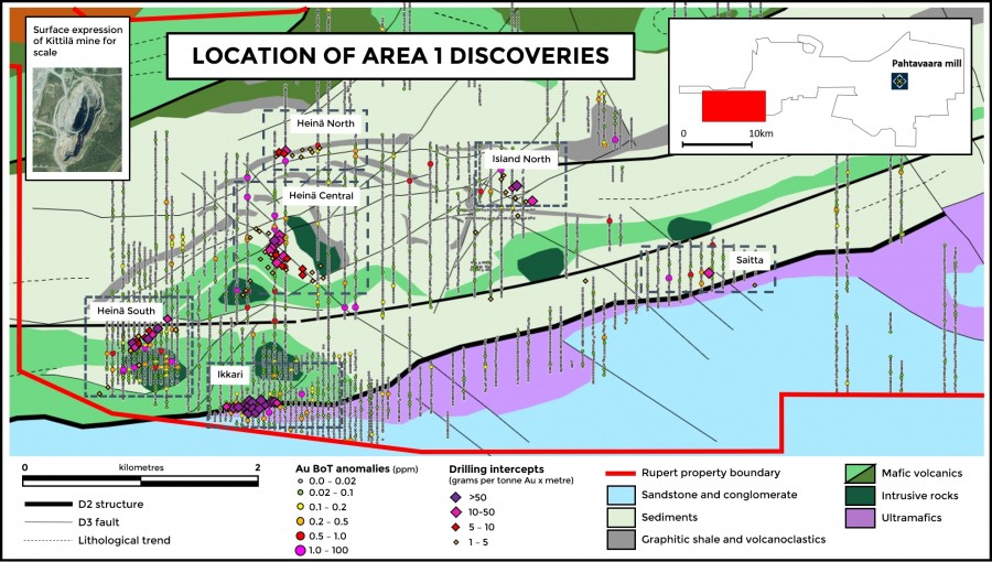 Figure 1. Location of new discoveries and base of till anomalies at Area 1 (Graphic: Business Wire)