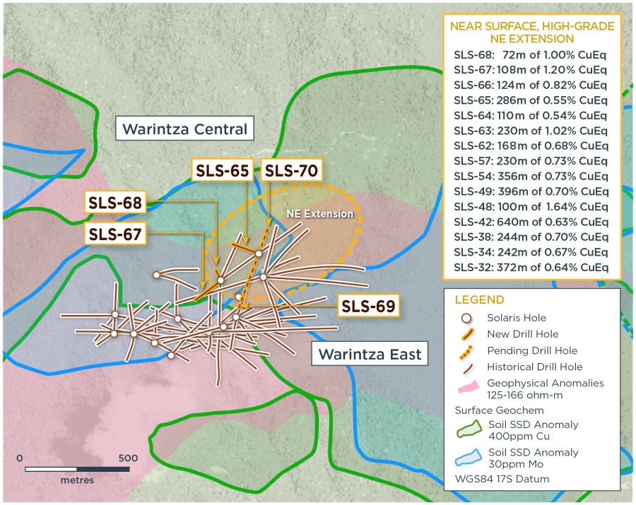 Figure 1 – Plan View of Warintza Central Drilling Released to Date