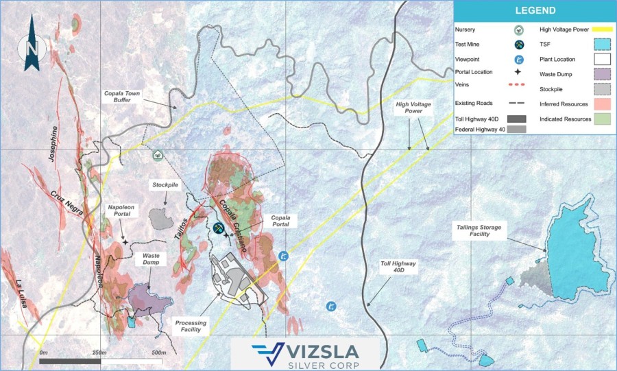 Figure 1: Map of the Panuco Project area, highlighting the test mine location and key infrastructure (CNW Group/Vizsla Silver Corp.)