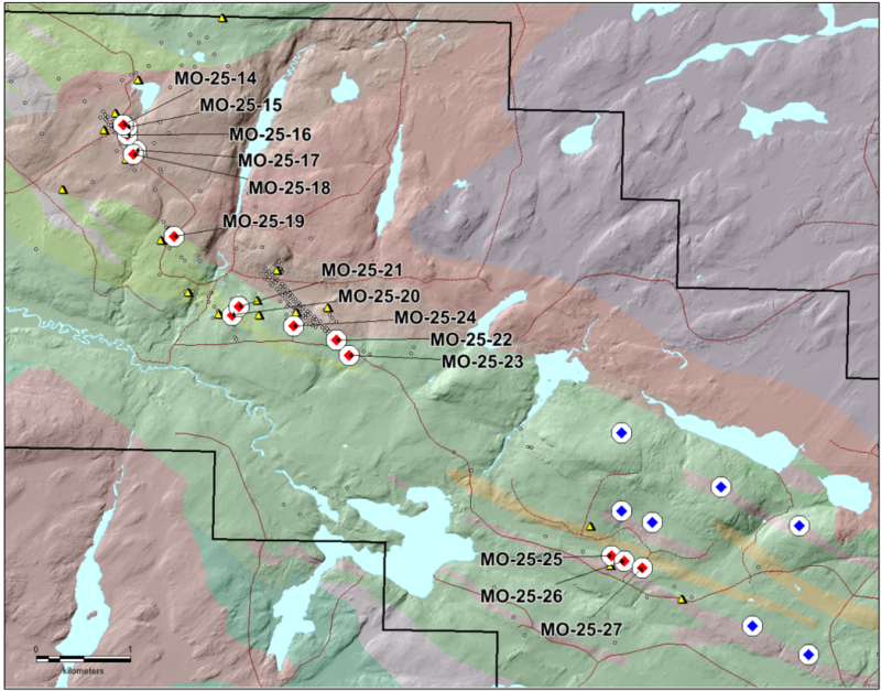 Figure 1: Drill holes completed (red) and planned (blue) – Northern and Central Target Area