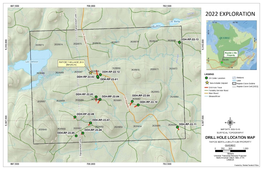 2022 Drill Hole Location Map