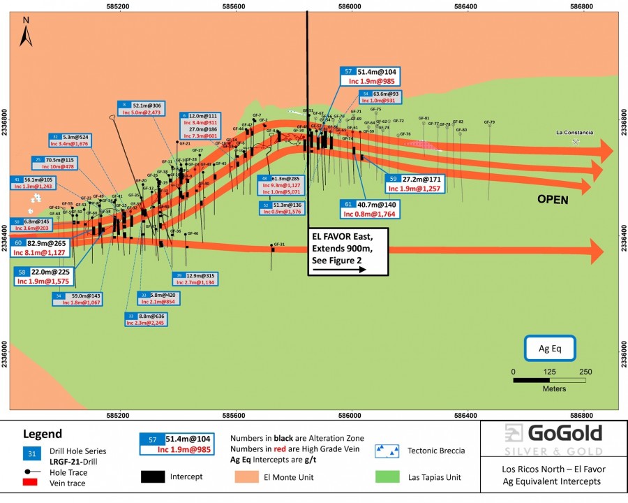Figure 1: El Favor Drill Hole Locations (CNW Group/GoGold Resources Inc.)