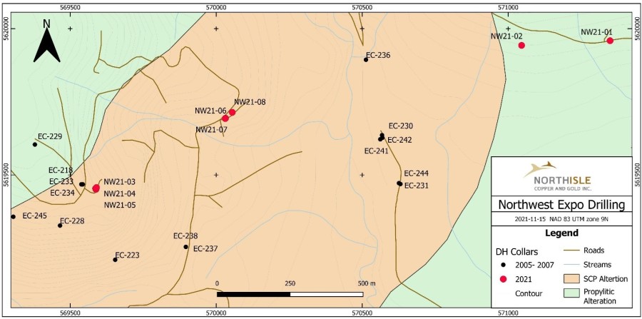 Figure 1: Northwest Expo Plan Map with Drill Holes and Alteration (Graphic: Business Wire)