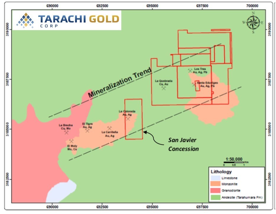 San Javier Mineralized Trend (CNW Group/Tarachi Gold Corp.)