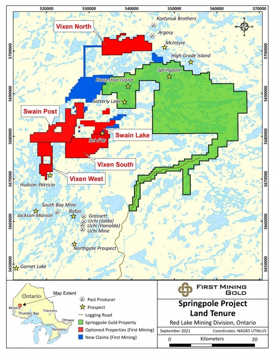 Figure 1: First Mining Gold Claims Around Springpole Gold Project (CNW Group/First Mining Gold Corp.)