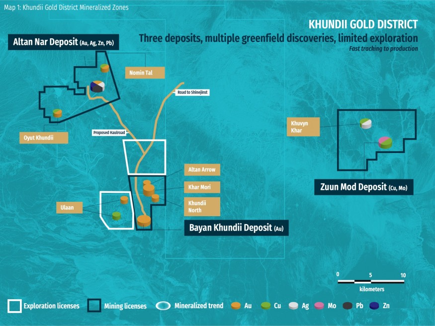 Map 1: Khundii Gold District Mineralized Zones