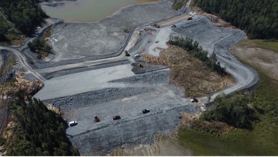 Figure 1: Aerial view of progress on the project to increase the height of the tailings dam by 4 metres. 