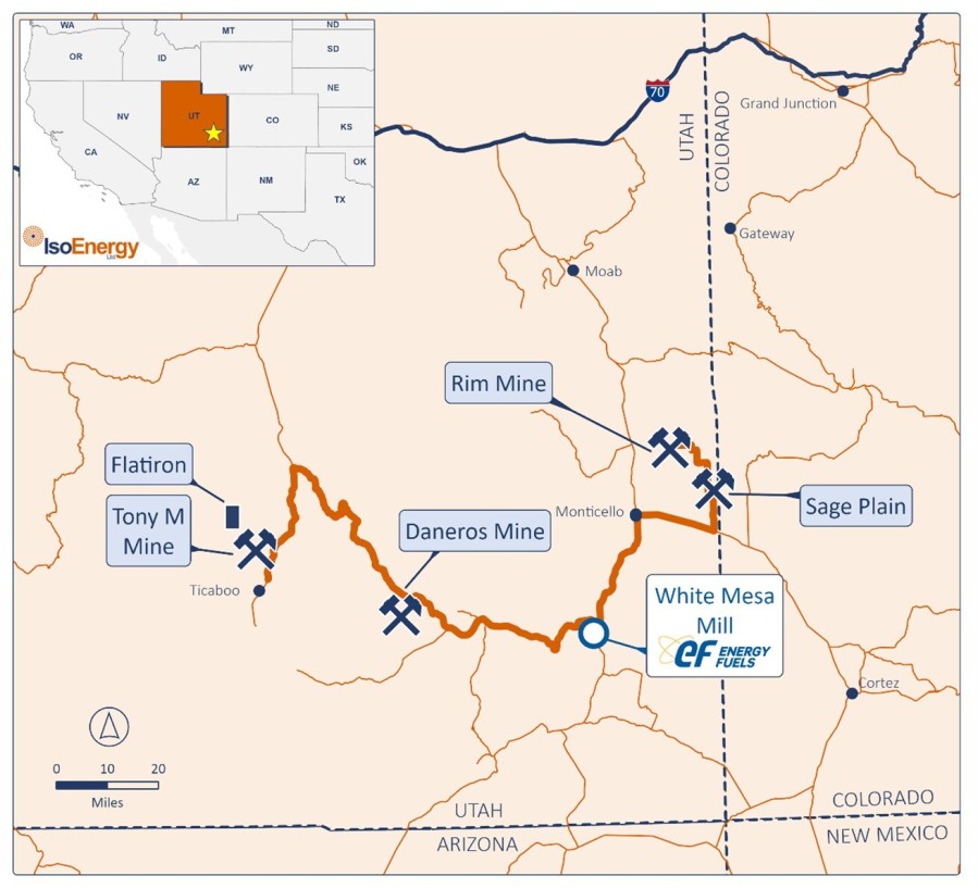 Figure 1: IsoEnergy’s uranium projects in southeast Utah. (CNW Group/IsoEnergy Ltd.)