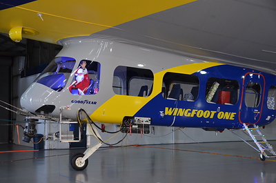Santa Claus appears onboard Goodyear's Blimp 