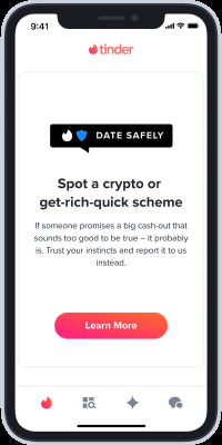 In-App Message: Spot a crypto or get-rich-quick scheme