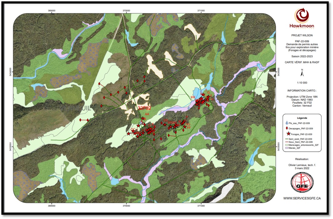 Map 1: Wetlands drilling holes for 2022 Hawkmoon Drilling Program (Graphic: Business Wire)