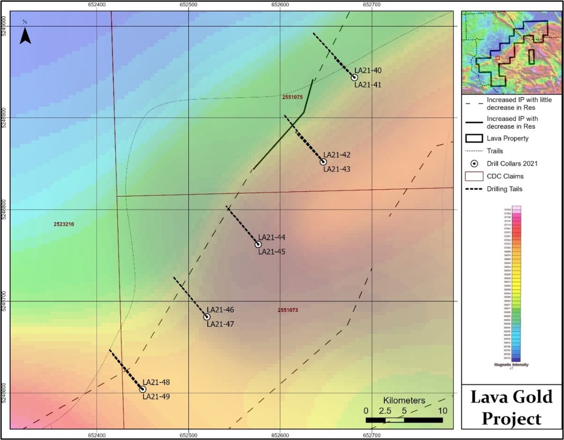 Figure 1: Map of the drill holes and total magnetic field (Graphic: Business Wire)