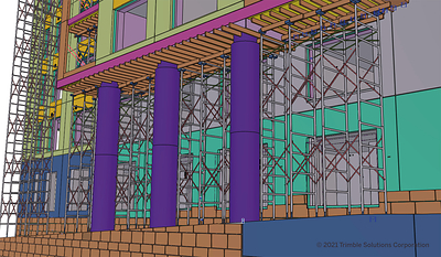 Trimble's new Tekla 2021 Scaffolding Tools help customers plan and detail shoring and access scaffolding systems, making the detailing work more automated, accurate and efficient.
