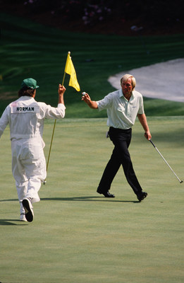 Greg Norman at the 1988 Masters.  Norman will be the lead analyst for SiriusXM’s exclusive play-by-play audio broadcasts of the Masters Tournament this April. (courtesy of Augusta National)